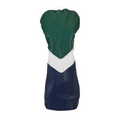Stymie Stripe Traditional Leather Golf Headcovers - Driver - Kelly Green Top, Navy Bottom, White V-Stripe, Navy Back