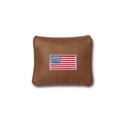 Classic American Flag Universal Mallet Leather Putter Covers - Oak Tan