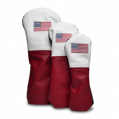 USA Flag French Seam American Leather Headcovers