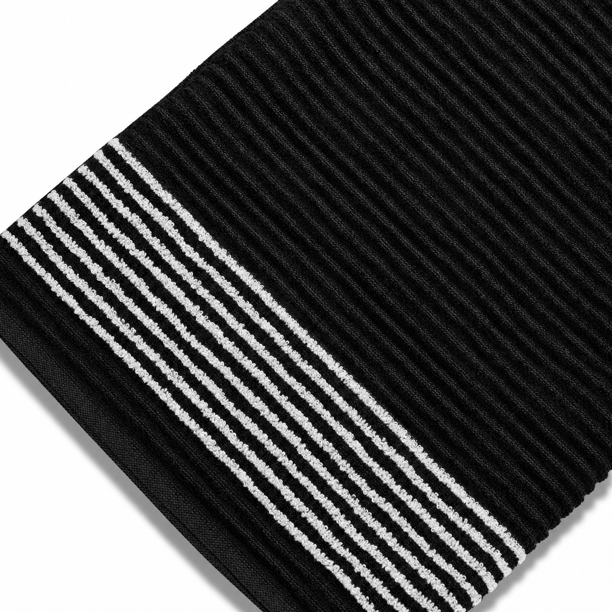 Golf Tour Towels Solid Colors with White Stripes - Black with White Stripes