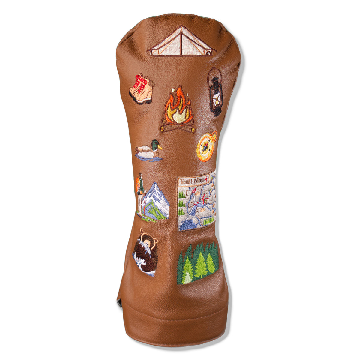 Campground Mural Leather Headcover - Oak Tan