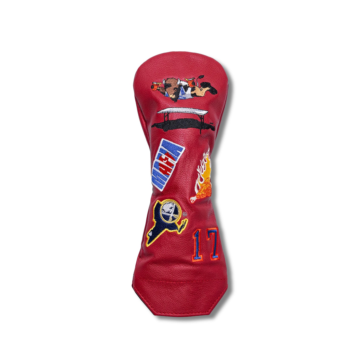 Buffalo Mural Leather Headcovers - Fairway - Red