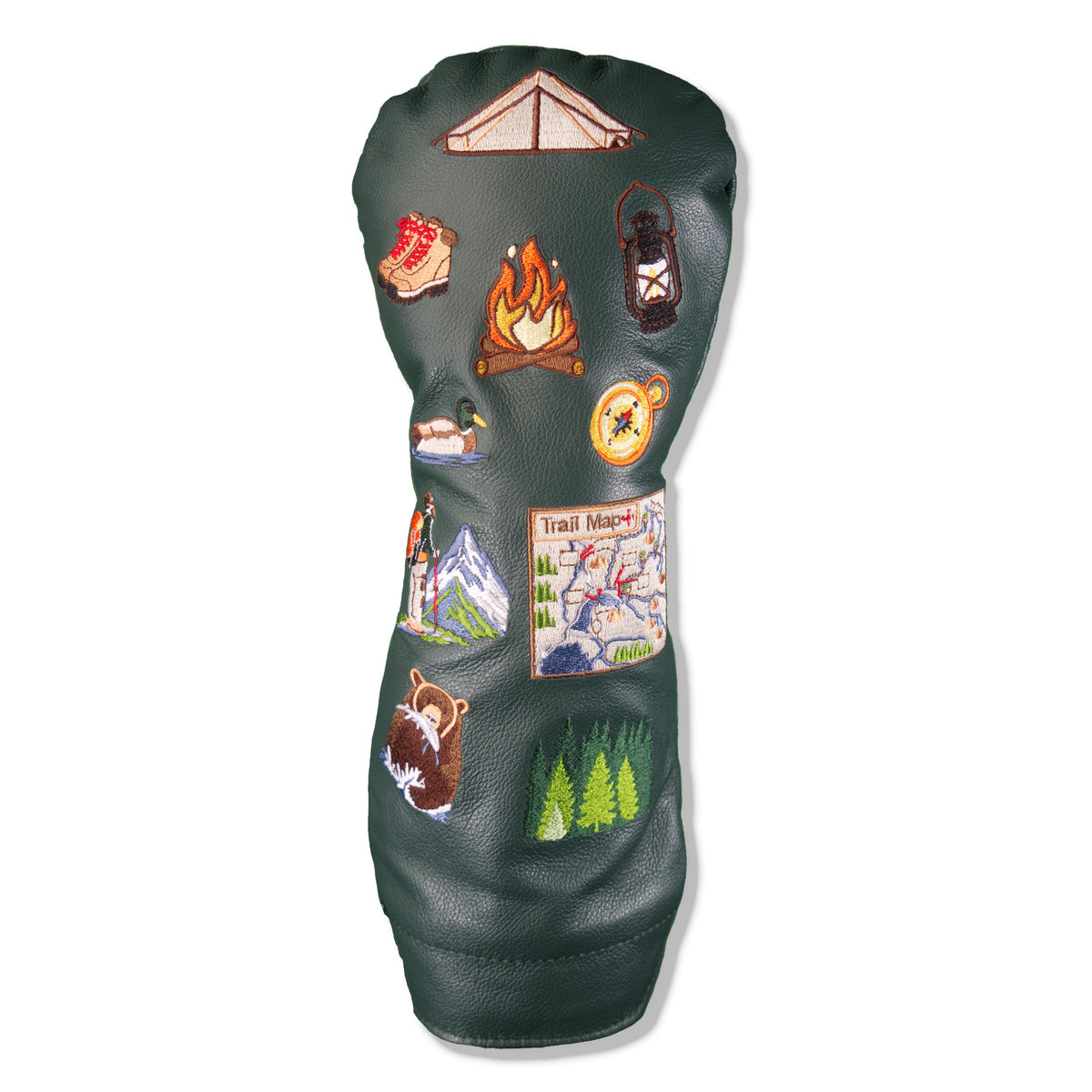 Campground Mural Leather Headcover - Dark Green