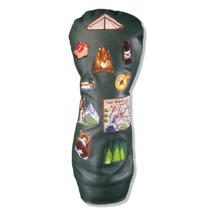 Campground Mural Leather Headcover - Dark Green