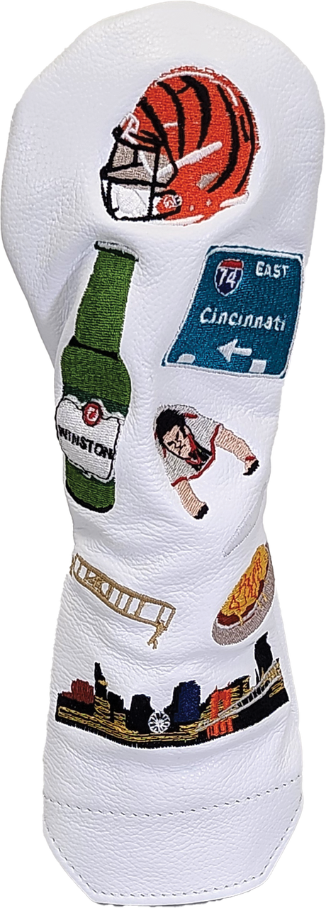 Cincinnati Icon Logos on White American Leather Hybrid Cover Profile 3 winstoncollection.com