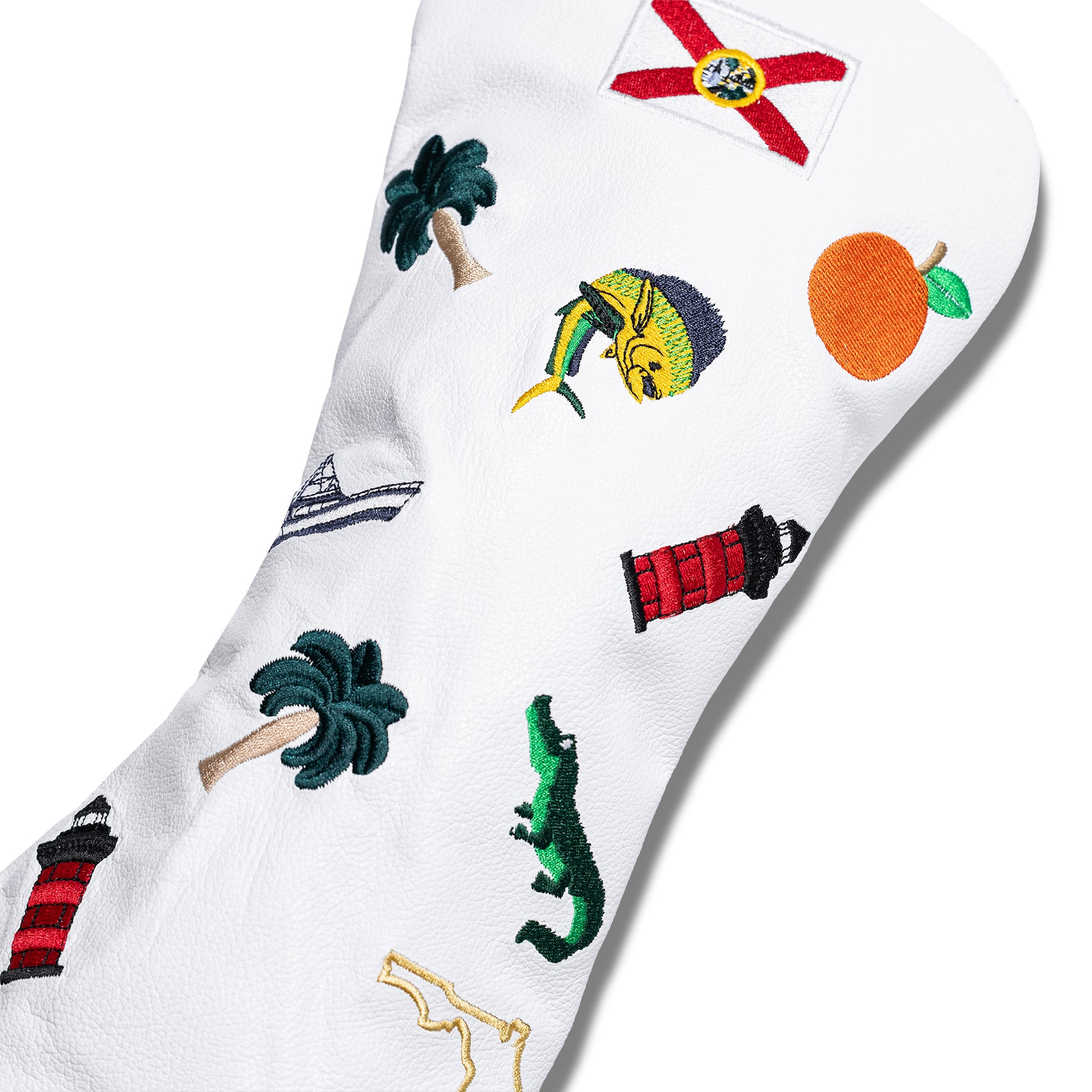 Florida Mural Leather Headcovers - Driver - White