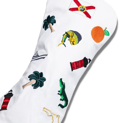 Florida Mural Leather Headcovers - Driver - White