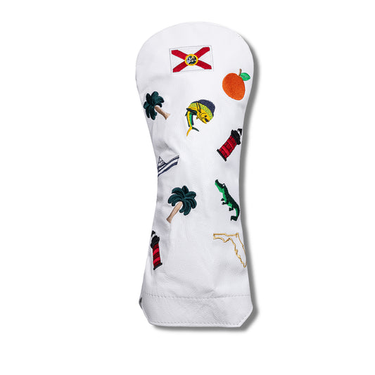 Florida Mural Leather Headcovers - Driver - White