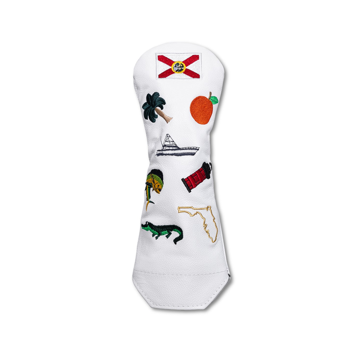 Florida Mural Leather Headcovers - Fairway - White