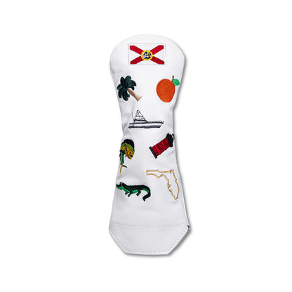 Florida Mural Leather Headcovers - Fairway - White