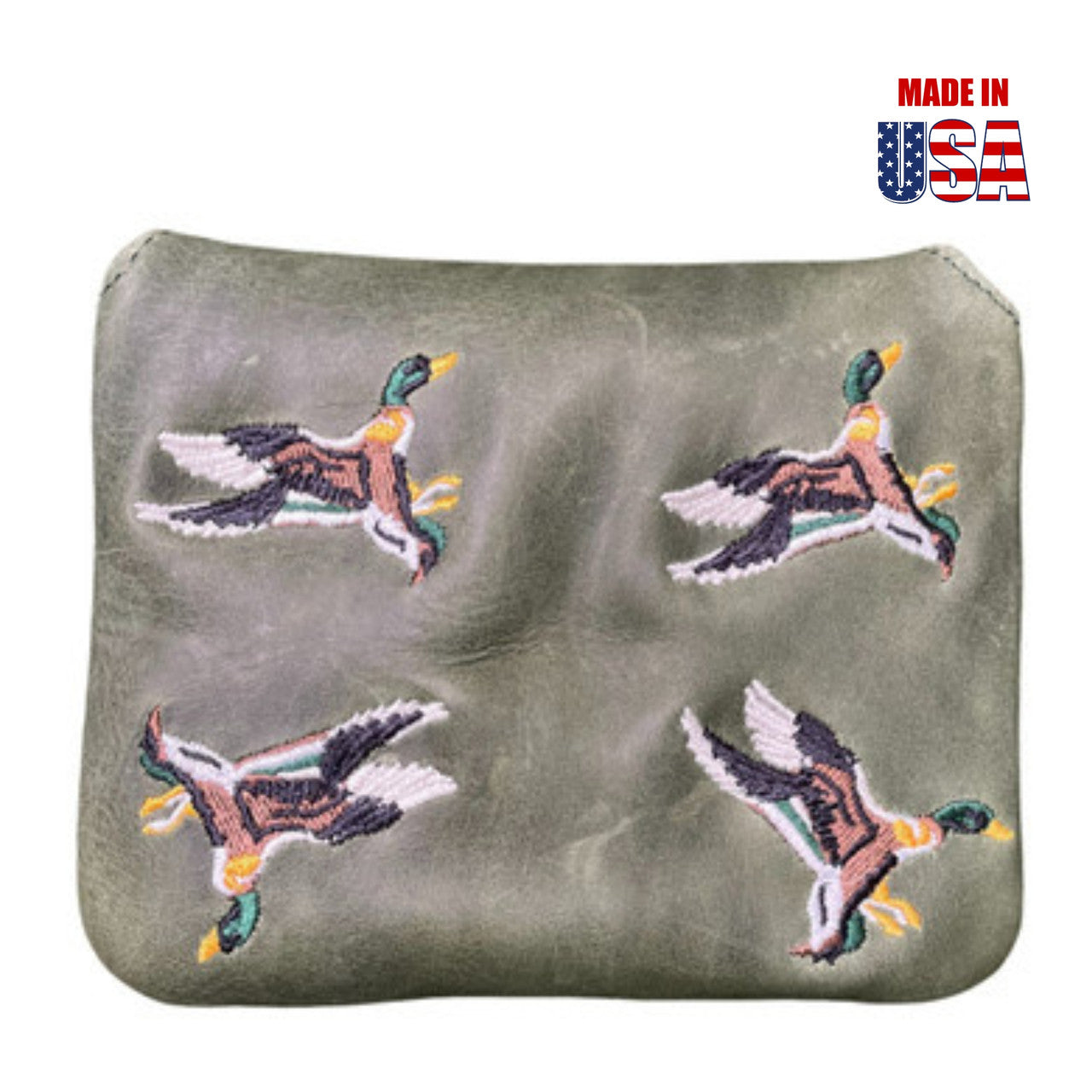 Flying Mallard Pullup Leather Universal Mallet Putter Cover Forest Green 1