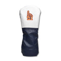 French Seam Foam Finger Leather Headcovers - Driver - White Top-Navy Bottom-Navy Back