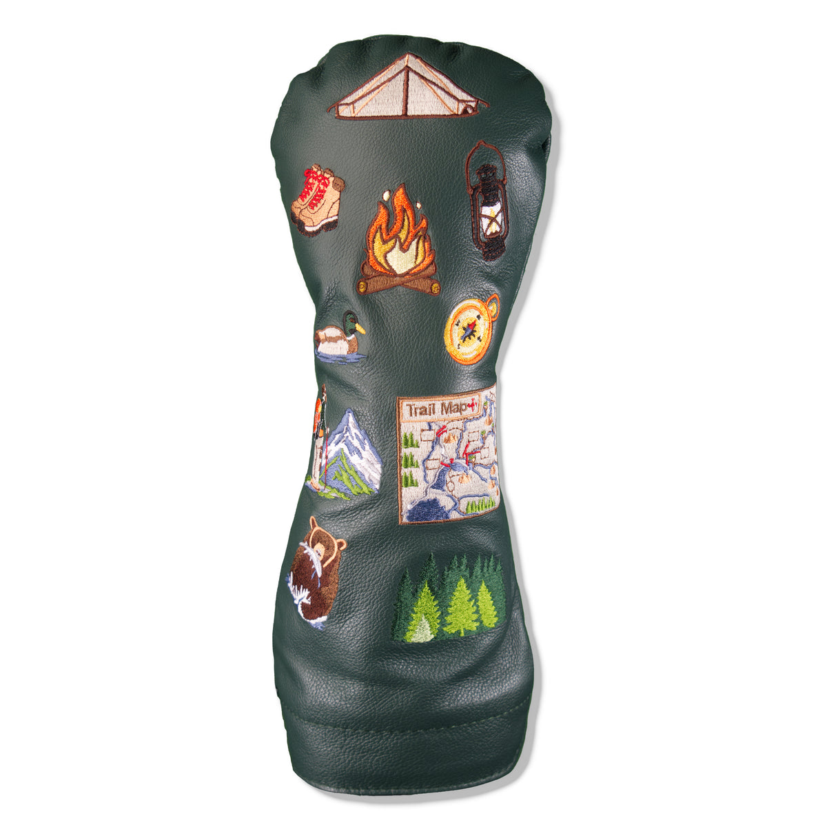 Campground Mural Leather Headcover - Dark Green