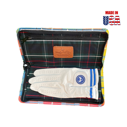 Tartan Blue/Green/Red/Orange/Yellow Plaid Leather Glove Stash Book 1