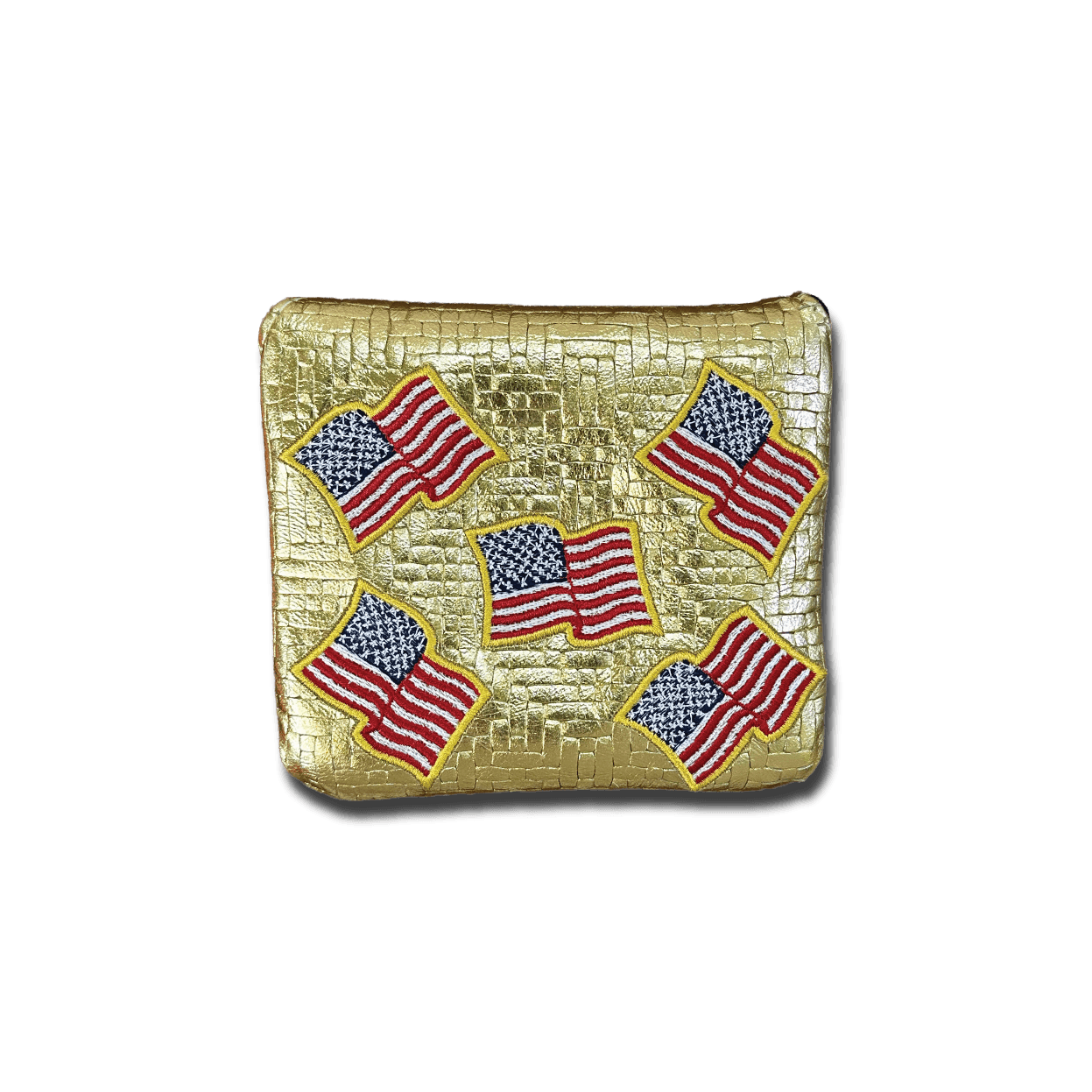American Flags with Gold Outline Leather Mallet Headcovers