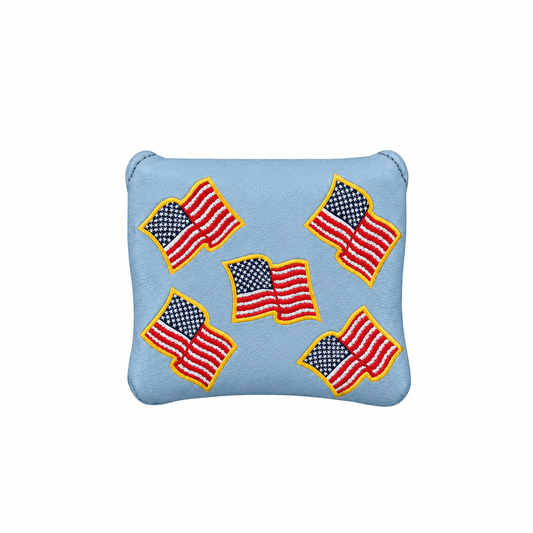 Mallet Headcovers with Outlined American Flags in Tradition Leather