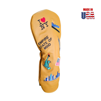Gold American Leather Fairway Headcover, Tribute to New York 10, winstoncollection.com
