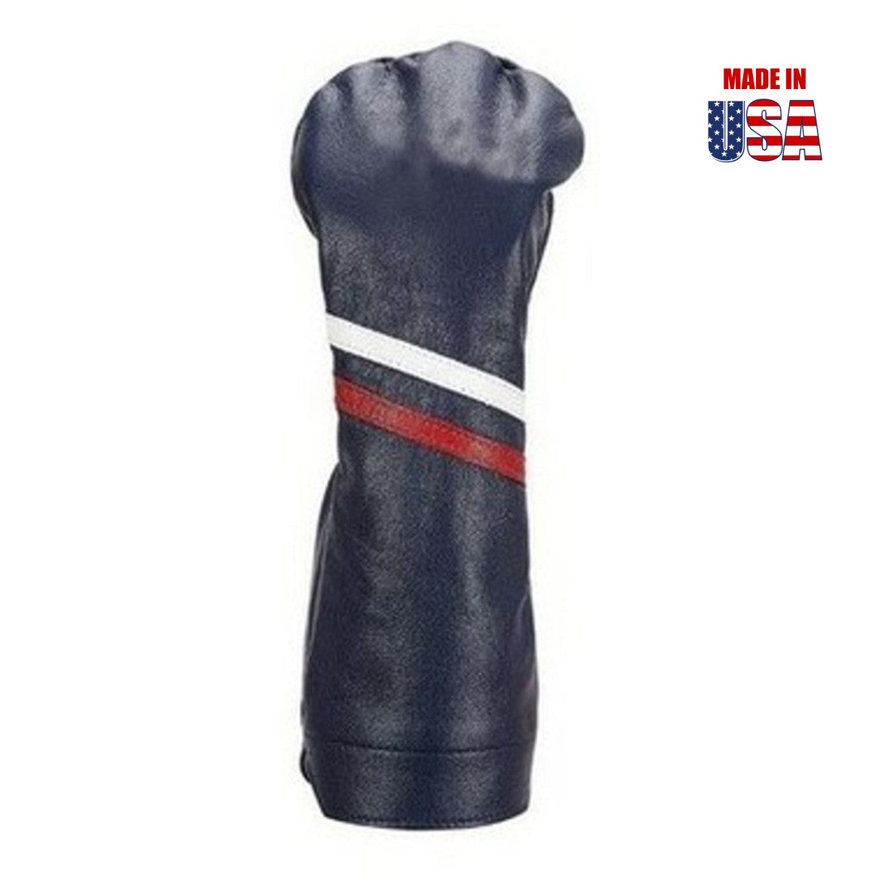 Navy American Leather with White and Red Stripe Driver Headcover