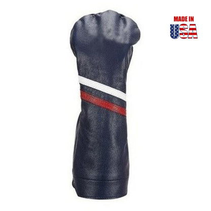 Navy American Leather with White and Red Stripe Driver Headcover