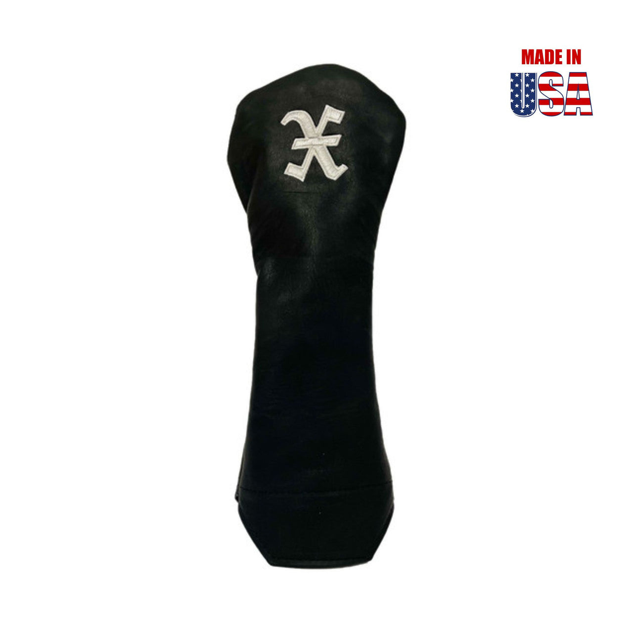 Fairway X Black Pull-Up Leather with White Embroidery