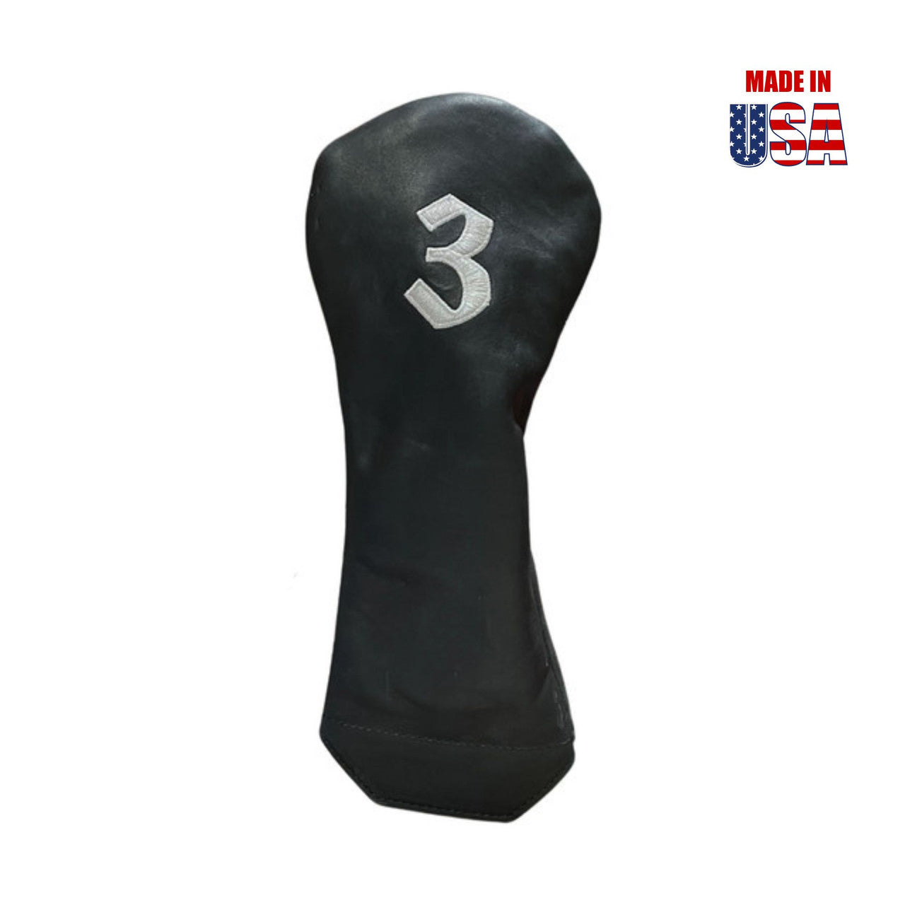 Fairway #3 Black Pull-Up Leather with Vintage Cream Embroidery