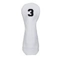 "Classic Series" Leather Headcovers - Fairway #3 - White American Leather with Black Embroidery