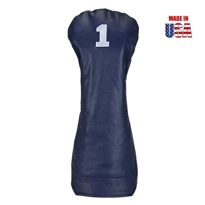 Driver in Navy American Leather with #1 in White Embroidery