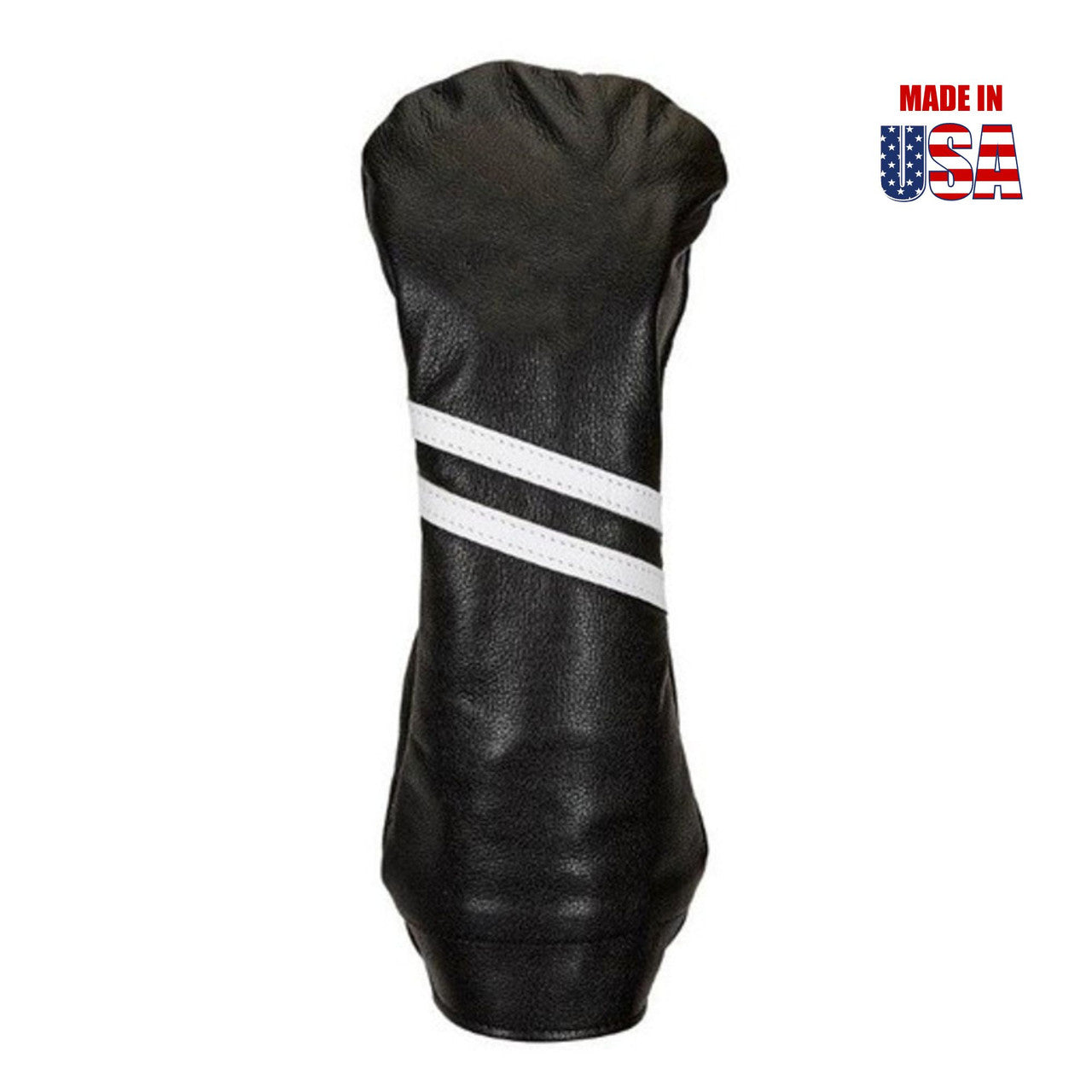 Black American Leather with White Stripes Driver Headcover