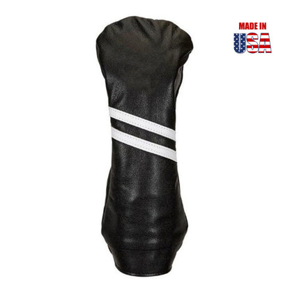 Black American Leather with White Stripes Driver Headcover