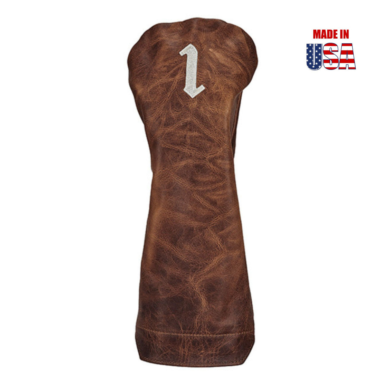 Driver in Brown Pull-Up Leather with Vintage Cream Embroidery