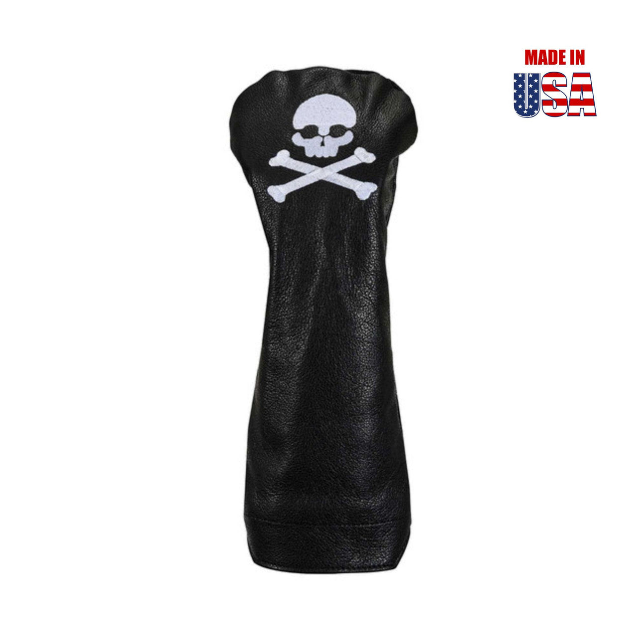 Driver in Black American Leather with White Embroidery Design