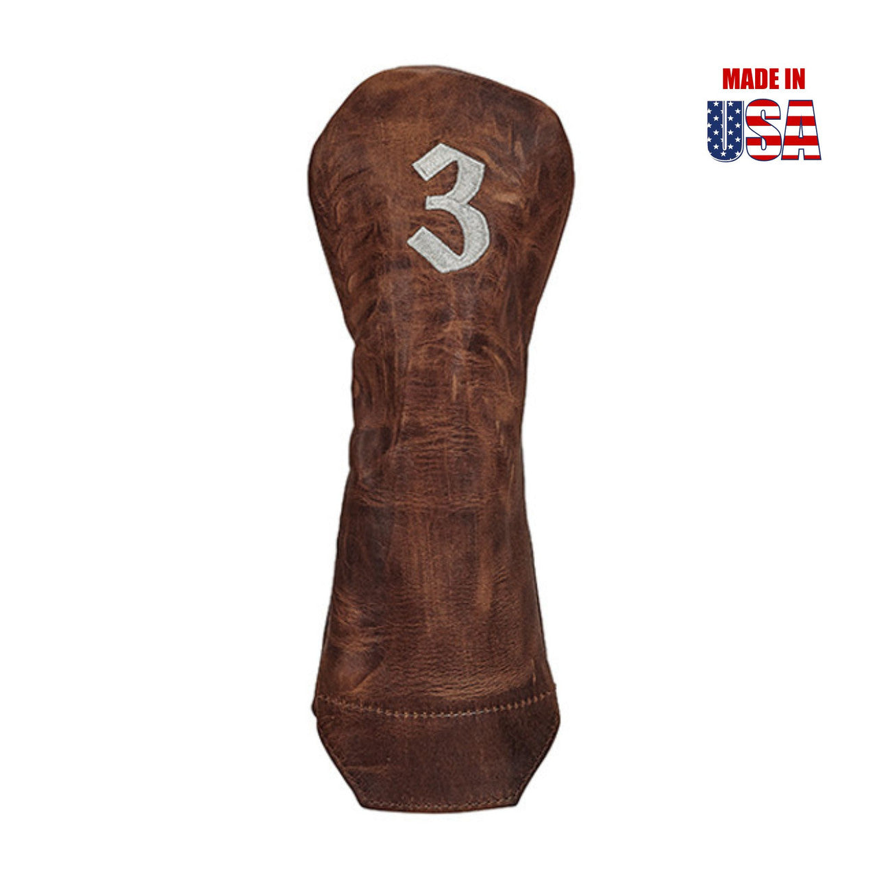 Fairway #3 Brown Pull-Up Leather with Vintage Cream Embroidery