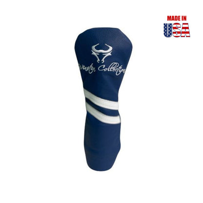 Ocean Blue American Leather w/White Stripes Hybrid Headcover, Winston Logo