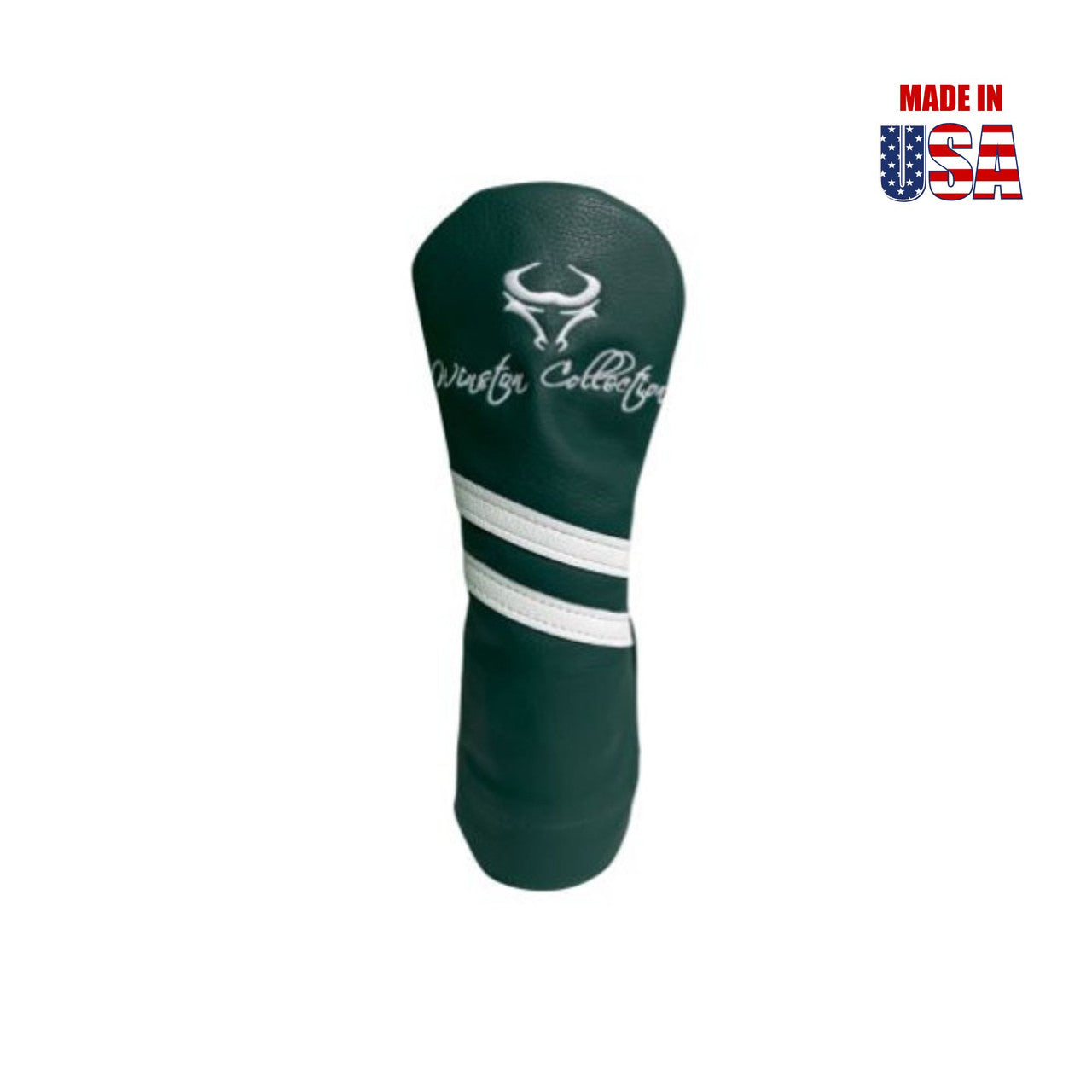 Kelly Green American Leather w/White Stripes Hybrid Headcover, Winston Logo