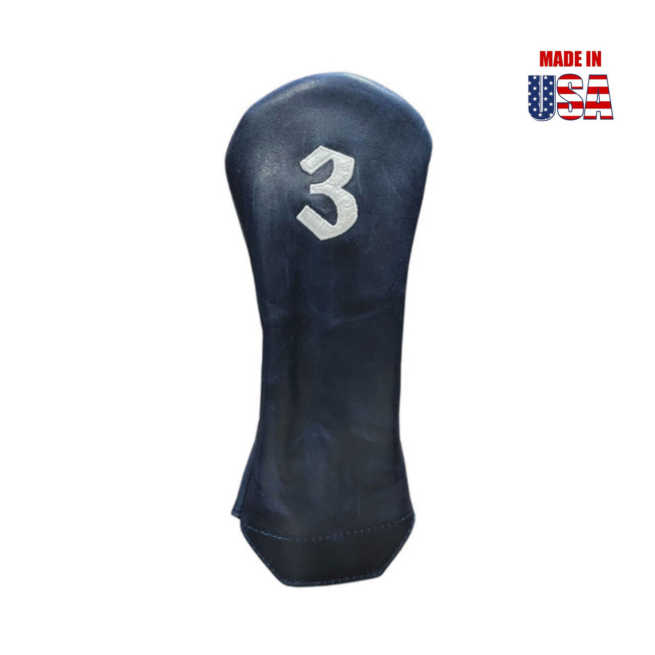 Fairway #3 Navy Blue Pull-Up Leather with Vintage Cream Embroidery