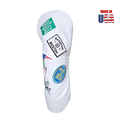 Boston Mural of Iconic Landmarks Embroidered on Fairway White American Leather Headcovers 2 Winstoncollection.com
