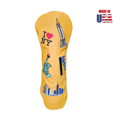 Gold American Leather Fairway Headcover, Tribute to New York 9, winstoncollection.com