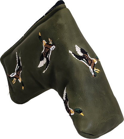 Flying Mallard Pullup Whiskey Leather Blade Putter Cover Forest Green