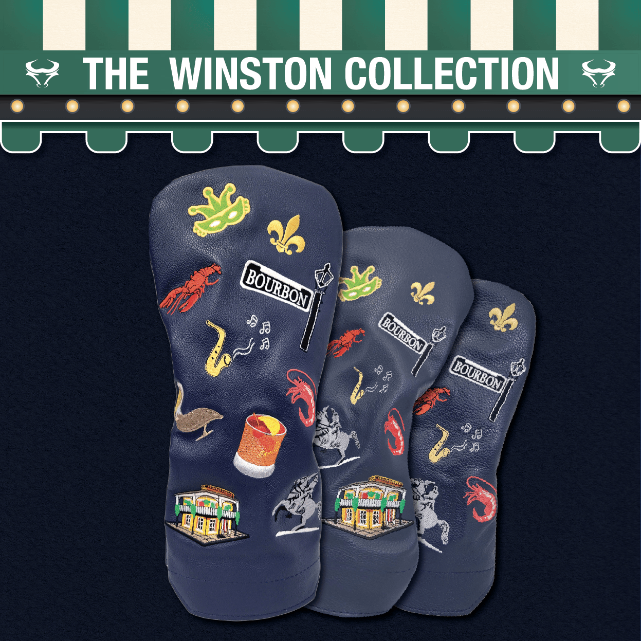 New Orleans Mural Leather Headcovers – Winston Collection New Orleans Mural Leather Headcovers – Winston Collection