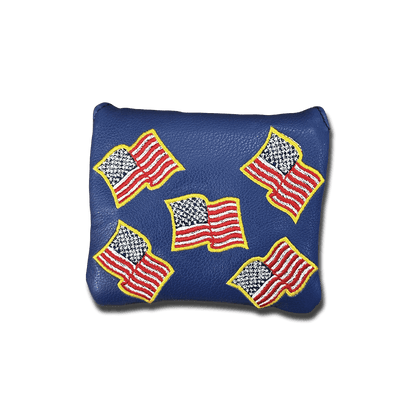 American Flags with Gold Outline Leather Mallet Headcovers