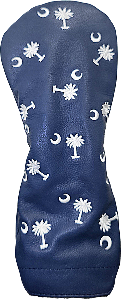 Ocean Blue American Leather with Embroidery of the Palmetto Crescent, South Carolina
