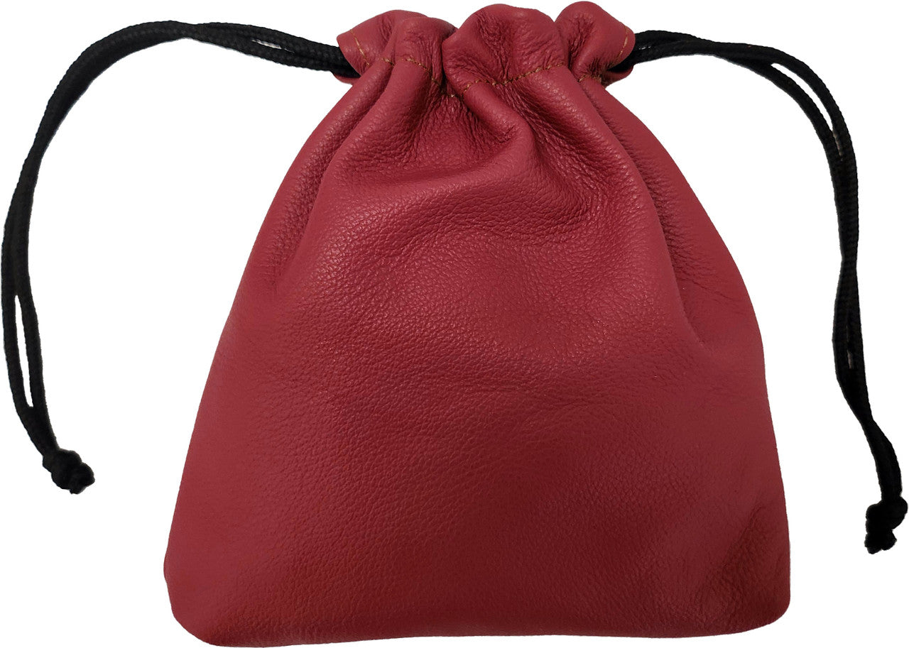 Red American Leather Drawstring Player's Pouch