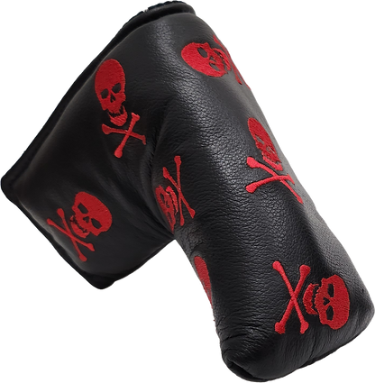Black American Leather Red Skulls