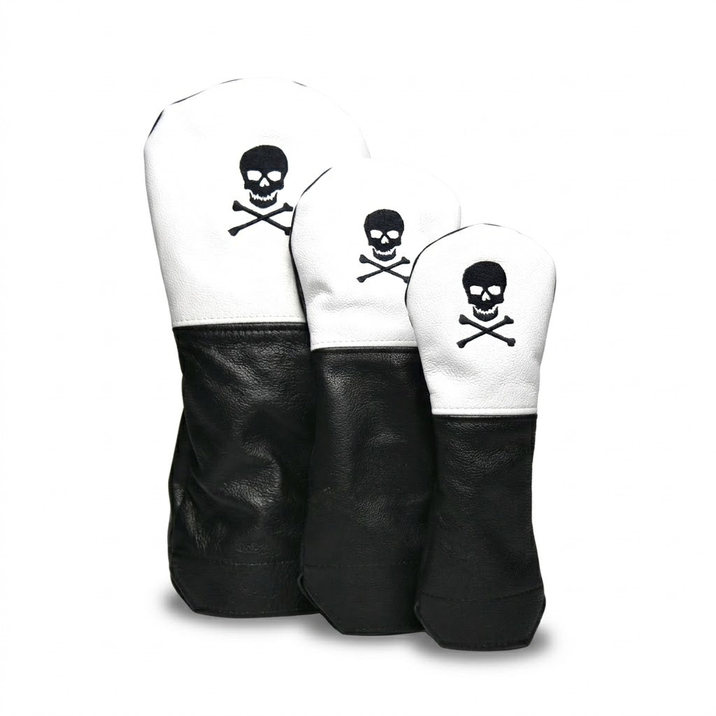 French Seam Skull & Crossbones Leather Golf Headcovers - Winston Collection