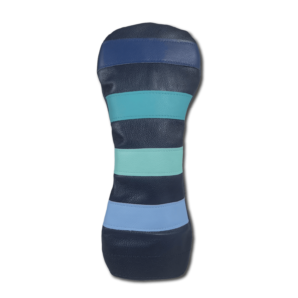 Signature Four Stripe Driver Leather Golf Headcovers - Navy w/Blue Stripes/Navy Back