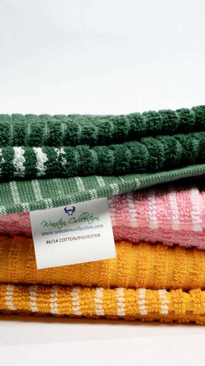 Golf Tour Towels Solid Colors with White Stripes - Green with White Stripes