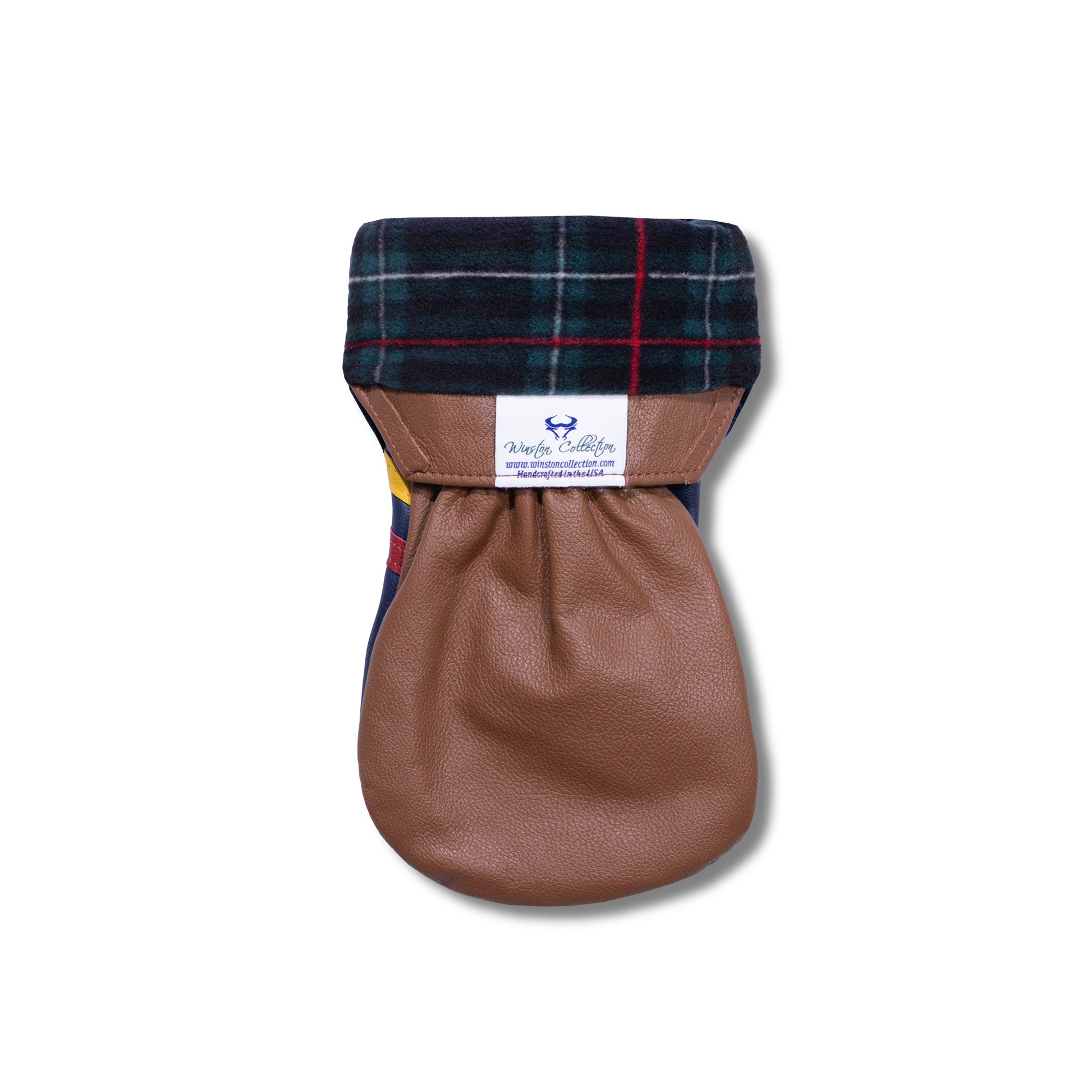 Two Stripe Letters Tradition Leather Headcovers - Driver - Navy / Brown