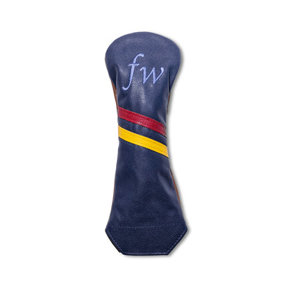 Two Stripe Letters Tradition Leather Headcovers - Fairway - Navy / Brown