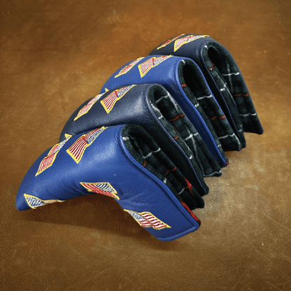 American Flags with Gold Outline Blade Leather Putter Covers