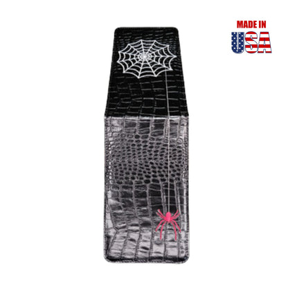 Scorecard Holder & Yardage Book, Red Black Widow and its Web on Black Alligator 	3